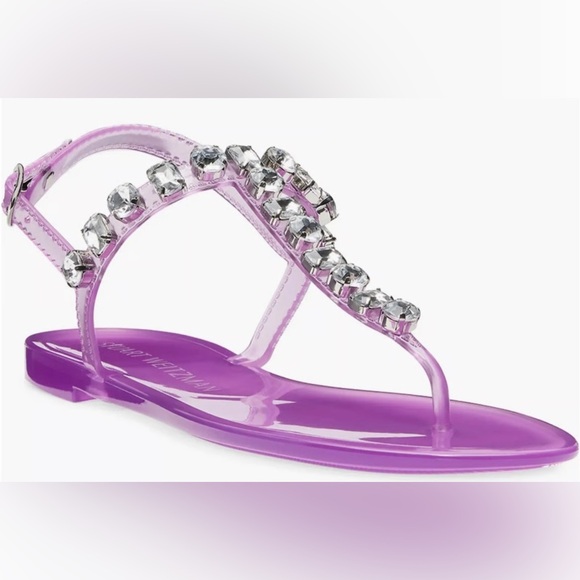 Stuart Weitzman Goldie Crystal Jelly Thong Sandal in purple Size 10